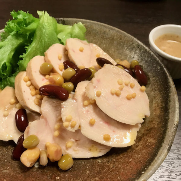 【レシピ】鶏胸肉の低温調理　オリーブオイルサラダ